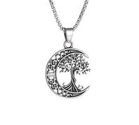 IOETSEUT Men's necklaces jewelry Nordic Celtic Knot Moon Tree of Life Pendant Necklace for Men and Women World Tree Lucky Amulet Jewelry Gift