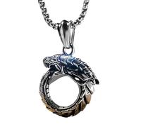 IOETSEUT Men's necklaces jewelry Nordic Mythology Viking Ouroboros Pendant Men Boy Chain Vintage Viking Necklace Men Biker Amulet Jewelry Gift