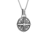 IOETSEUT Men's necklaces jewelry North Star Men Necklace, Compass Pendant,Mens Jewelry, Coin Form Handmade Necklace