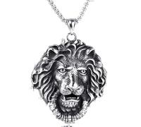 IOETSEUT Men's necklaces jewelry Punk Hip Hop Domineering Lion Head Pendant Necklace Men Gothic Biker Animal Necklace Chain Jewelry Wholesale