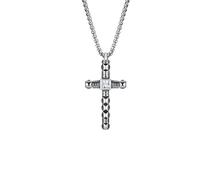 IOETSEUT Men's necklaces jewelry Punk Mens Cross Pendant Necklace,Silver Color Plain Cross Pendant Collar with Box Chain,Exquisite Male Gift