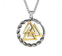 IOETSEUT Men's necklaces jewelry Punk Vikings Dragon Necklace Mens Nordic Runes Pendant Triangle Amulet Scandinavian Ouroboros Jewelry