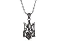 IOETSEUT Men's necklaces jewelry Retro Neptune Poseidon Trident Necklace Ukraine National Emblem Pendant Men's Fashion Cool Trendy Jewelry Accessories