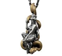 IOETSEUT Men's necklaces jewelry Retro Snake Girl Pendant Beautiful Girl Statue Necklace Men and Women Ethnic Style Charm Jewelry Gift