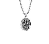 IOETSEUT Men's necklaces jewelry Saint Joseph's Elliptical Necklaces for Men Boys,ST. Christopher Pendant Necklaces,Retro Vintage Jewelry Gift
