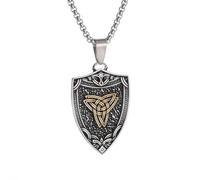 IOETSEUT Men's necklaces jewelry Style Trinity Celtic Knot Shield Pendant Witch Knot Necklace Men Women Irish Protection Amulet Jewelry