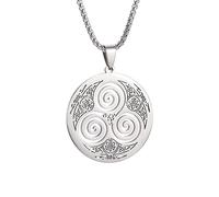 IOETSEUT Men's necklaces jewelry Trisklion Celtic Knot Spiral Triskele Necklace Witchcraft Witch Irish Knot Swirl Pendant Men's Fashion Jewelry