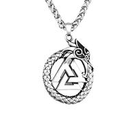 IOETSEUT Men's necklaces jewelry Unique Design Viking Ouroboros Pendant Men Vintage Nordic Dragon Necklace Classic Scandinavian Valknut Jewelry