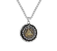 IOETSEUT Men's necklaces jewelry Vikings Ouroboros Dragon Necklace Men Norse Runes Triangle Pendant Amulet Scandinavian Jewelry Vintage Male Gift