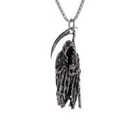 IOETSEUT Men's necklaces jewelry Vintage Death Scythe Pendant Hell Death Demon Skull Ghost Necklace Men's Bike Rock Halloween Jewelry