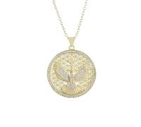 IOETSEUT Men's necklaces jewelry Vintage Holy Spirit Pendant Fashion Ladies Exquisite Hollow Cubic Zirconia Medal Tag Necklace Gift