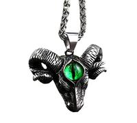 IOETSEUT Men's necklaces jewelry Vintage Satan Skull Necklace Pendant Men Punk Satan Sheep Head Demon Eye Pendant Jewelry Goth Accessories