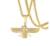 IOETSEUT Men's necklaces jewelry Zoroastrian Farvahar Wing Necklace Pendant Achaemenian Men Jewelry