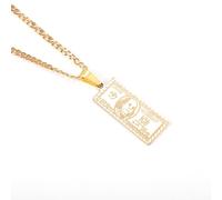 IOETSEUT necklace men,100 Dollar Bill Necklace for Men Women Fashion Jewelry best gifts