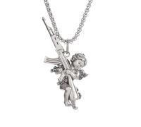 IOETSEUT necklace men，Avenging Angel Machine Gun Pendant Necklace Suitable for Men and Women Hip-Hop Trendy Punk Jewelry Couple Gifts，best gifts
