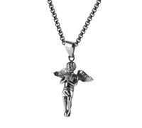 IOETSEUT necklace men,Bird Feather Little Angel Hip Hop Fashion Pendant Necklace Chain Jewelry For Mens Women,best gifts