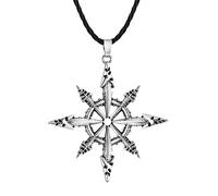 IOETSEUT necklace men，Chaotic Star Pendant Chaos Wheel Necklace for Men Retro Punk Chaosphere Sigil of Chaos Satanic Symbol Amulet Jewelry Accessories，best gifts