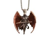 IOETSEUT necklace men，Classic Mythical Character Scarlet Wings Holy Sword Archangel Michael Pendant Necklace for Men Trend Cycling Wear Punk Jewelry，best gifts