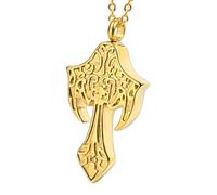 IOETSEUT necklace men,Cross Shaped Pendant Necklace Gold Black Memorial Urn Cremation Jewelry Ashes Holder,best gifts