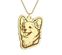 IOETSEUT necklace men，Cute Smile Corgi Pet Dog Collar Choker Kids Gifts Jewelry Necklace for Women Men Thick Chain Necklace mujer，best gifts