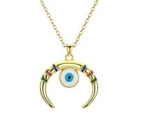 IOETSEUT necklace men,Fashion Crescent Moon Necklaces Blue Turkish Eye Clavicle Choker Necklace For Women Vintage Jewelry Amulet Birthday Party Gifts,best gifts