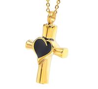 IOETSEUT necklace men，Heart Shape With Cross Cremation Jewelry Pet Memorial Pendant Necklace Keepsake Chain，best gifts