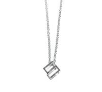 IOETSEUT necklace men，Hollow Square Cube Creative 5201314 Silver Fashion Pendant Necklace Jewelry Friends Gifts，best gifts