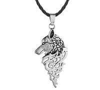 IOETSEUT necklace men，Men's Punk Wolf Head Necklace Witch Knot Protection Pendant Choker Witchcraft Amulet Jewelry Send Friends Gifts，best gifts