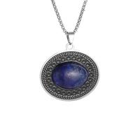 IOETSEUT necklace men,Retro Exquisite Oval Blue Natural Stone Pendant Necklace Women's Fashion Elegant Holiday Party Jewelry,best gifts