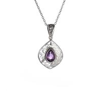 IOETSEUT necklace men,Retro Fashion Purple Drop Shape Gemstone Pendant Necklace Women's Elegant Banquet Prom Jewelry Accessories,best gifts