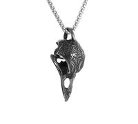 IOETSEUT necklace men，Retro Gothic Crow Skull Pendant Necklace Men's Punk Charm Fashion Domineering Halloween Animal Jewelry Gift，best gifts