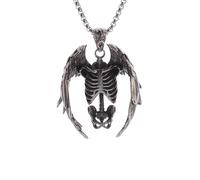 IOETSEUT necklace men,Retro Gothic Death Pendant Half Skull Wings Necklace for Men Personality Charm Cycling Punk Jewelry,best gifts
