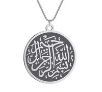 IOETSEUT necklace men，Titanium Steel Choker Calligraphic Written on Moon Star Islamic Men's Necklace Jewelry Thick Chains Hip Hop Punk Pendant，best gifts