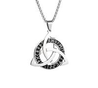 IOETSEUT necklace men，Trinity Celtic Knot Nordic Rune Pendant Necklace Retro Ethnic Style Irish Knot Lucky Amulet Jewelry for Men，best gifts