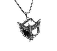 IOETSEUT necklace men,Vintage Nordic Raven Rune Necklace Flying Eagle Pendant for Men Punk Celtic Eagle Amulet Jewelry Gift,best gifts