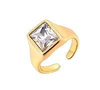 IOETSEUT Ring Jewelry Delicate White Green Cubic Zirconia Ring High Quality Texture Stylish Golden Jewelry for Women Dad's Gift