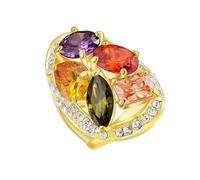 IOETSEUT Ring Jewelry Luxury Multicolor Oval Cubic Zirconia Rings Gold Color Mosaic Austrian Crystal Party Rings Jewelry For Women Dad's Gift
