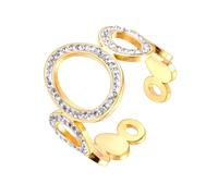 IOETSEUT Ring Jewelry Oval Shape Rhinestone Opening Ring Chic Golden Geometric Finger Wedding Jewelry For Women Dad's Gift