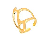 IOETSEUT Ring Jewelry Trendy Design Creative Geometric Hollow Open Ring for Women Statement PVD Gold Jewelry Dad's Gift