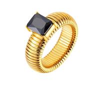 IOETSEUT Ring Jewelry Waterproof Black Pink Green Cubic Zirconia Thick Ring For Women Fashion PVD Gold Color Jewelry Dad's Gift