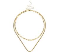 IOETSEUT sister necklace layered necklace women 2Pcs Snake Chain Paperclip Chain Choker For Girls Women Necklaces Sets Fashion Bohemian Jewelry teacher gifts