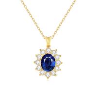 IOETSEUT sister necklace layered necklace women Blue Corundum Gold Necklace Women Princess Kate Pendant Gold Jewelry Stamp Wedding Gift teacher gifts