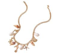 IOETSEUT sister necklace layered necklace women Charm Necklace for Women Shell Conch Pendant Necklaces Gold Color Boho Summer Seashell Ocean Beach Tassel Chain Starfish Surfer teacher gifts
