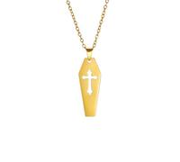 IOETSEUT sister necklace layered necklace women Cross Coffin Necklace Gold Color Neck Chain Gothic Halloween Jewelry Gift for Women Men In teacher gifts