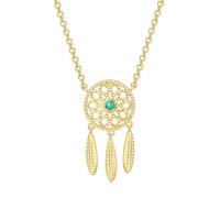 IOETSEUT sister necklace layered necklace women Dream Catcher Pendant Necklace For Women Light Luxury Hollow Green Crystal Light Yellow Gold Color Fashion Jewelry teacher gifts