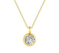 IOETSEUT sister necklace layered necklace women Gold Moissanite Pendant Round Cut Necklace For Women Wedding Jewelry Gold Gift Hot teacher gifts