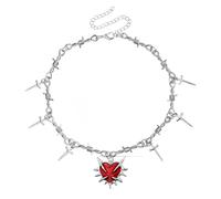 IOETSEUT sister necklace layered necklace women Gothic Y2K Red Heart Pendant Necklace for Women Exquisite Trendy Cross Thorn Shape Hiphop Rock Punk Accessory Gifts teacher gifts
