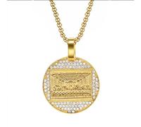 IOETSEUT sister necklace layered necklace women Last Supper Pendant Gold Color Iced Out Bling Zircon Round Necklace For Men Hip Hop Jewelry teacher gifts