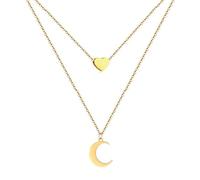 IOETSEUT sister necklace layered necklace women Layer with Heart Moon Charms Necklace Women's Choker Necklaces Jewelry teacher gifts