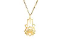 IOETSEUT sister necklace layered necklace women Lotus Hamsa Hand Necklace Women Amulet Hand of Fatima Clavicle Chain Necklaces Vintage Jewelry Lover Gift teacher gifts